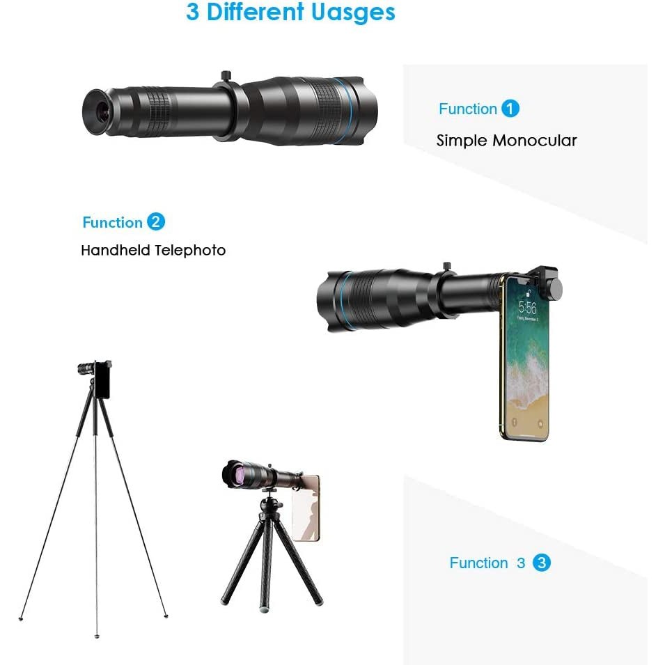 Apexel 60XTelephoto Smartphone Lens - Black