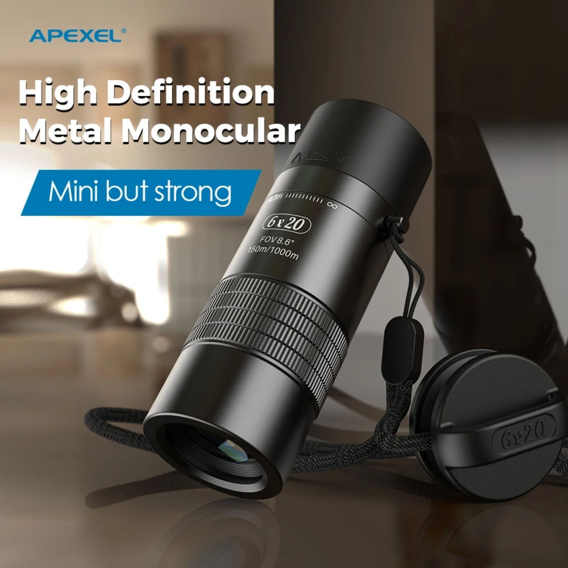 Apexel 6X20 Close Range Monocular - Black