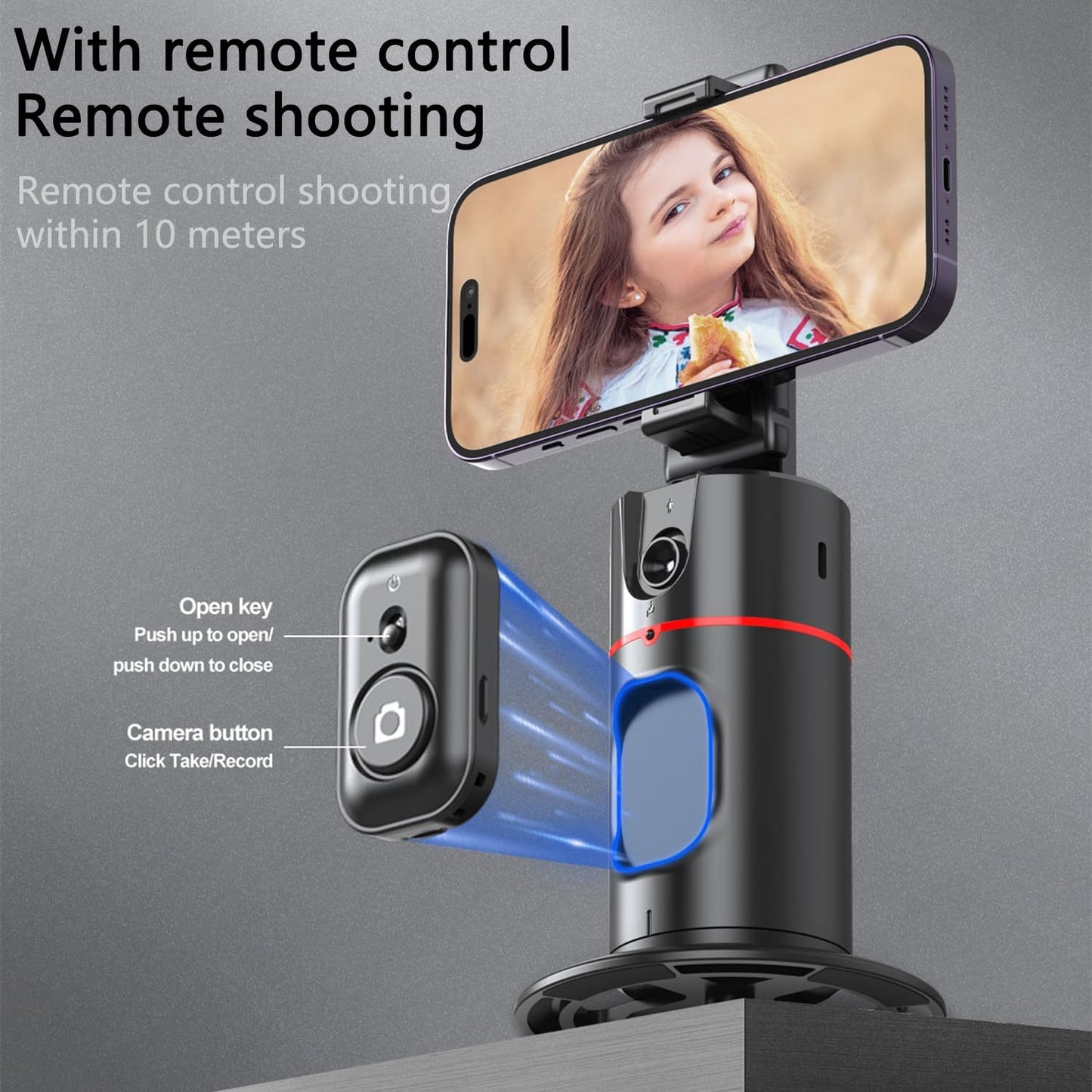 Auto Face Tracking Gimbal, 360 Rotation - P02 - Black