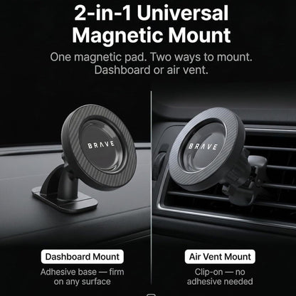 BRAVE 2-in-1 Universal Magnetic Car Mount BHL-61 - Black