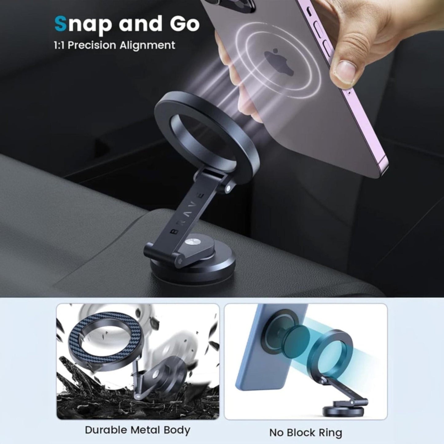 BRAVE Magnetic Car Phone Holder BHL-54 - Black
