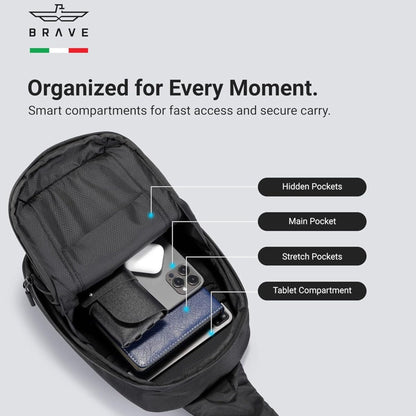 BRAVE Sling Bag Portable Gadget Storage For Travel BTP-07 - Black