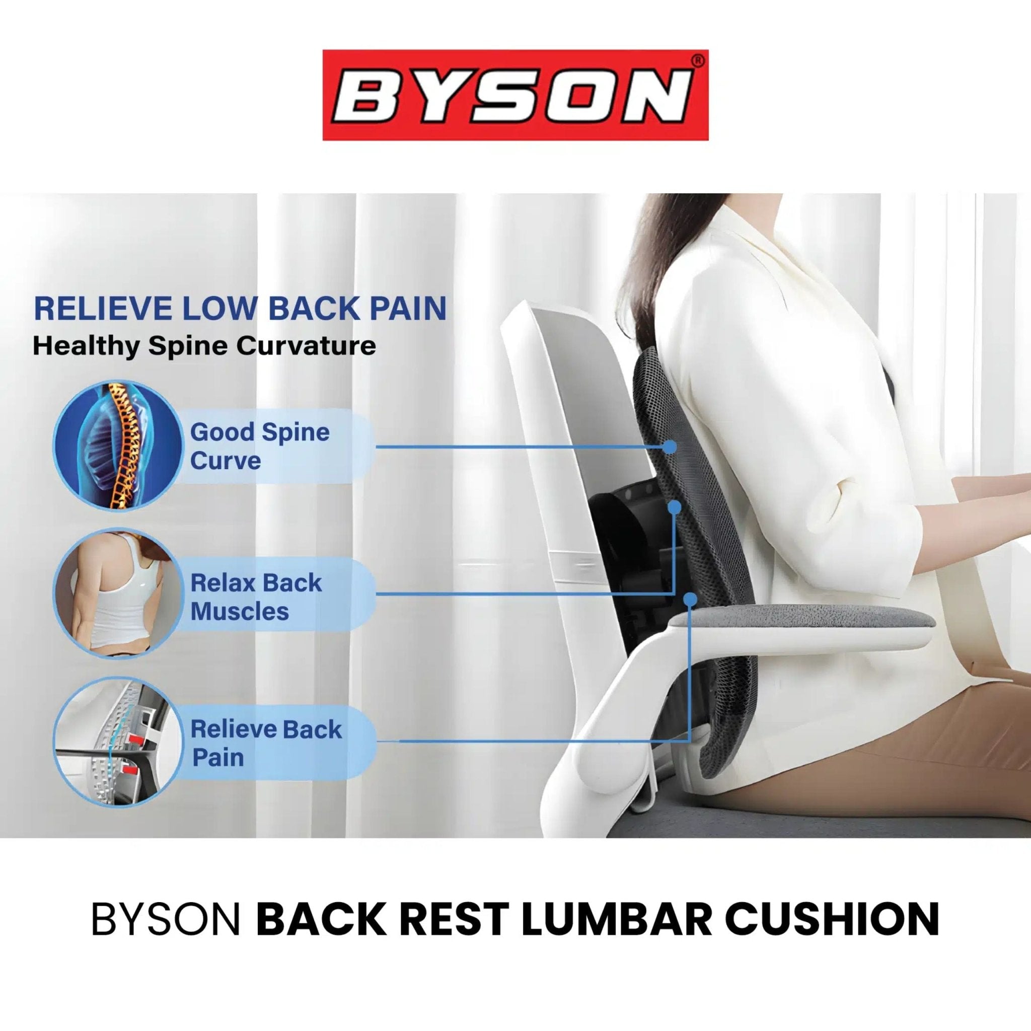 BYSON Comfy Lumbar Soft Cushion SSC317 - Black