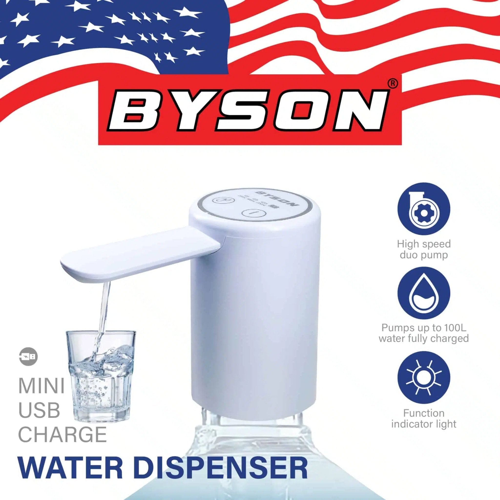 BYSON Water Dispenser 4.2V/1200MAH (6W) WD001 - White