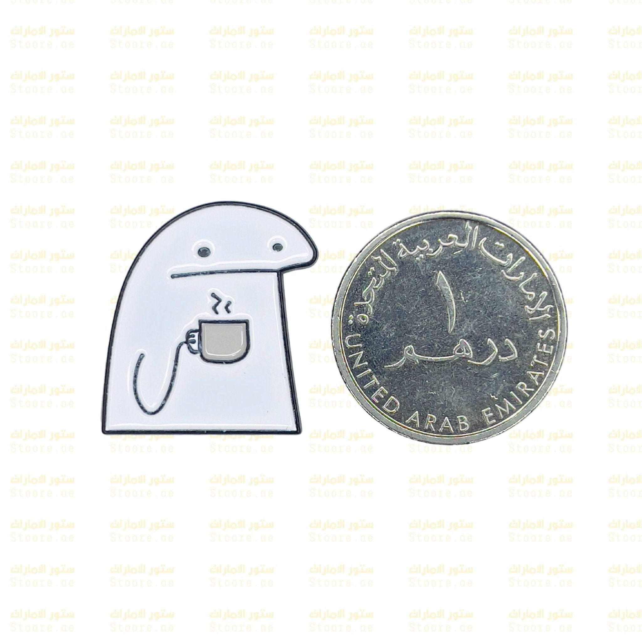 Badge Flork Drinking Coffee