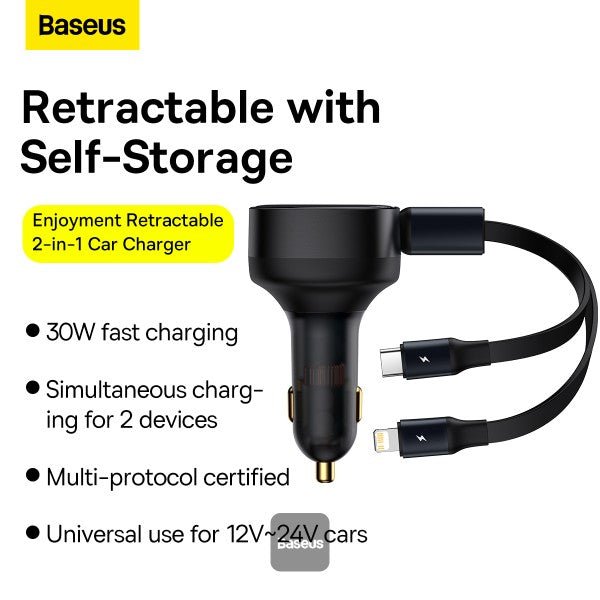 Baseus 2 In 1 Car Charger Type-c & Lightning 30W 