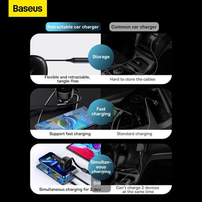 Baseus 2 In 1 Car Charger Type-c & Lightning 30W 