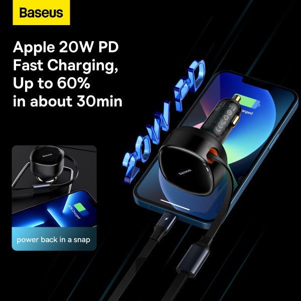 Baseus 2 In 1 Car Charger Type-c & Lightning 30W 