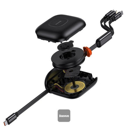 Baseus 3-in-1 Fast Charging Cable Desktop Organizer Type-c To Micro+Lightning+Type-c 100W