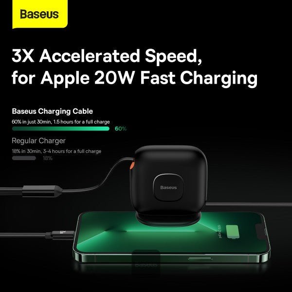 Baseus 3-in-1 Fast Charging Cable Desktop Organizer Type-c To Micro+Lightning+Type-c 100W