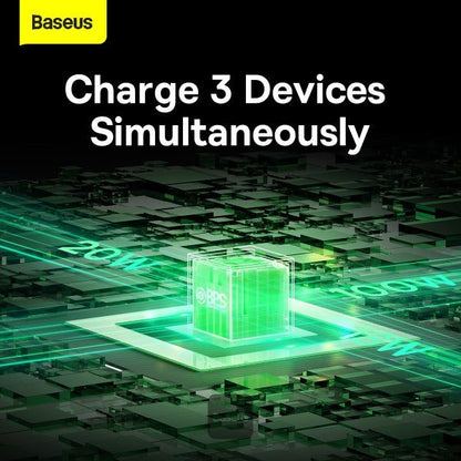 Baseus 3-in-1 Fast Charging Cable Desktop Organizer Type-c To Micro+Lightning+Type-c 100W