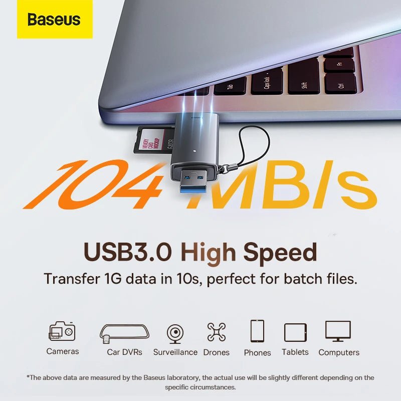 Baseus Airjoy USB-A & Type-C to SD/TF Card Reader - Grey
