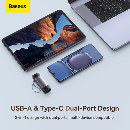Baseus Airjoy USB-A & Type-C to SD/TF Card Reader - Grey