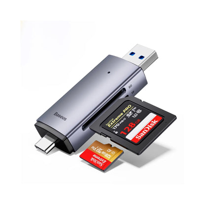 Baseus Airjoy USB-A & Type-C to SD/TF Card Reader - Grey