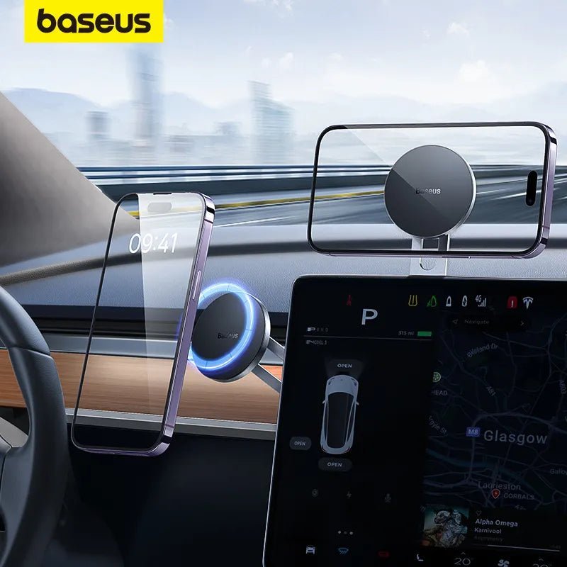 Baseus Folding Car Mount Magnetic Phone Holder For Tesla - Black