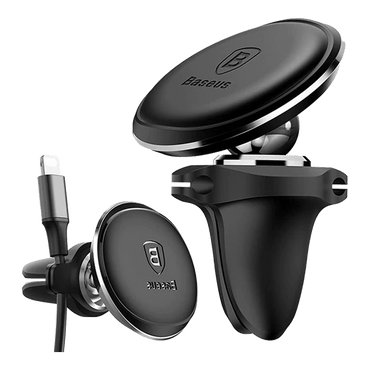 Baseus Magnetic Air Vent Car Mount Holder With Cable Clip - Black