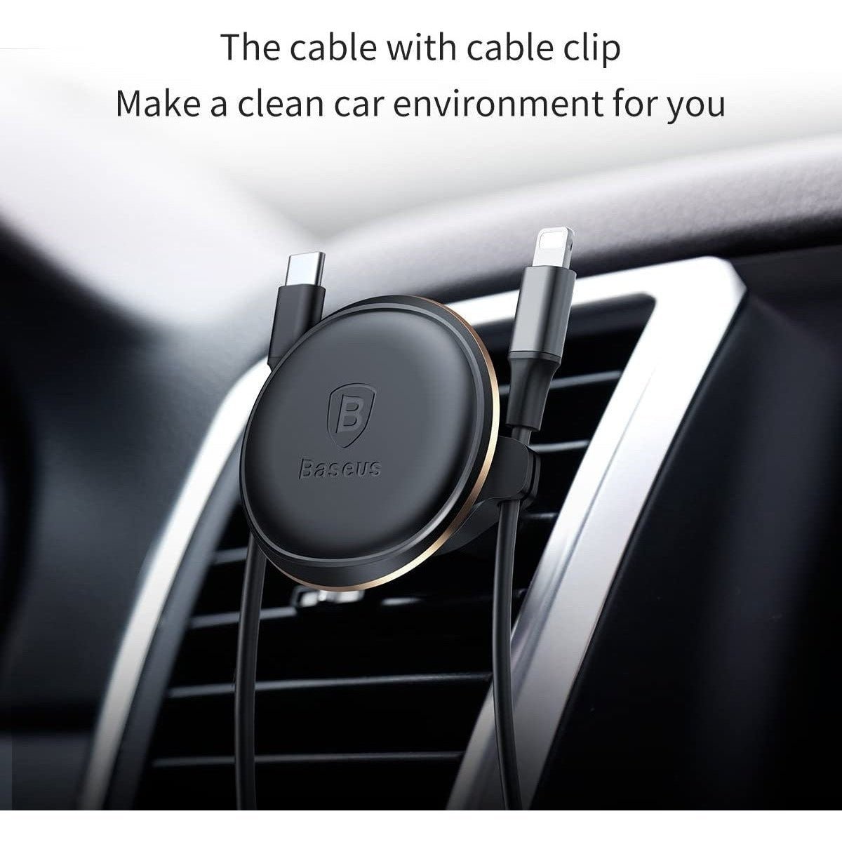 Baseus Magnetic Air Vent Car Mount Holder With Cable Clip - Black