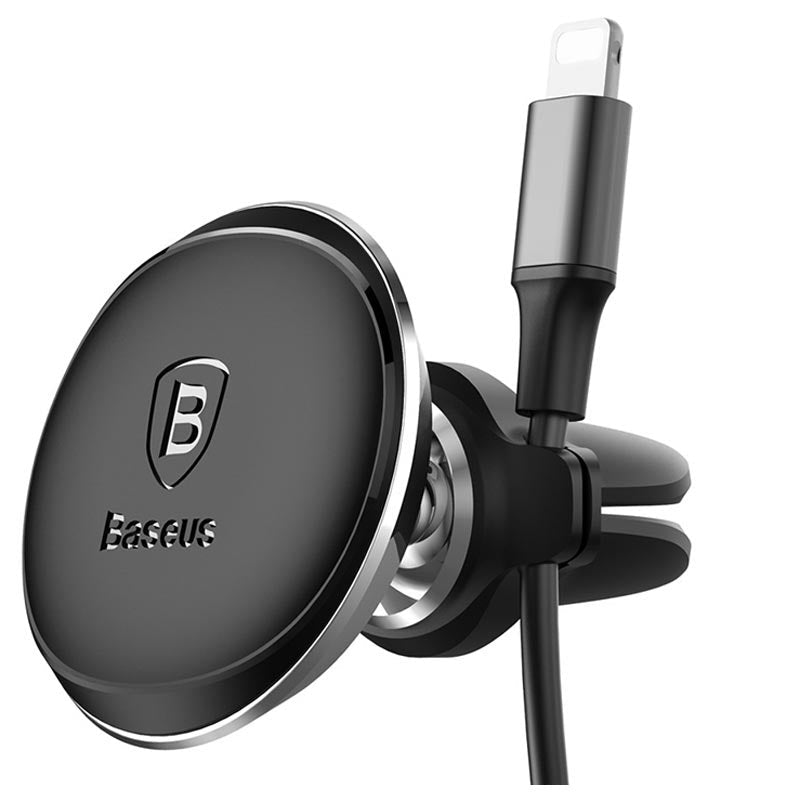 Baseus Magnetic Air Vent Car Mount Holder With Cable Clip Black