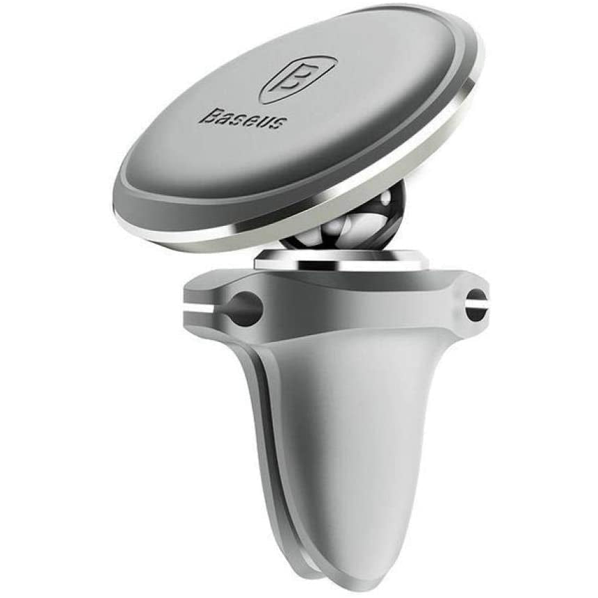 Baseus Magnetic Air Vent Car Mount Holder With Cable Clip - Silver
