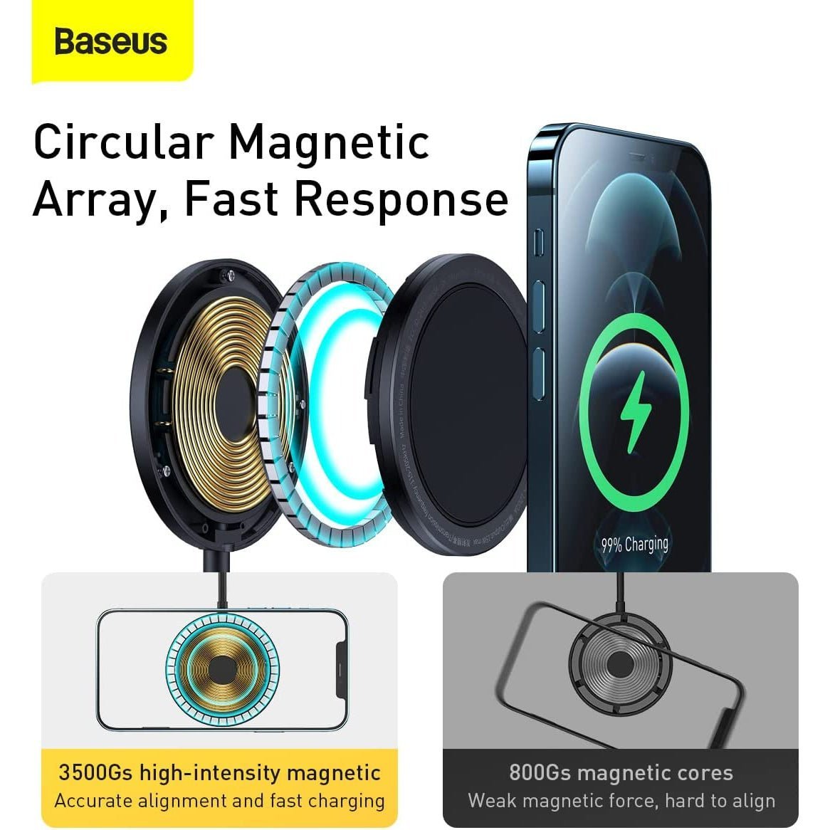 Baseus Simple Magnetic Stand Wireless Charger 15W - Black