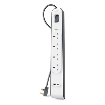 Belkin 4 Plug 2m Surge Protection Extension Lead Strip - White
