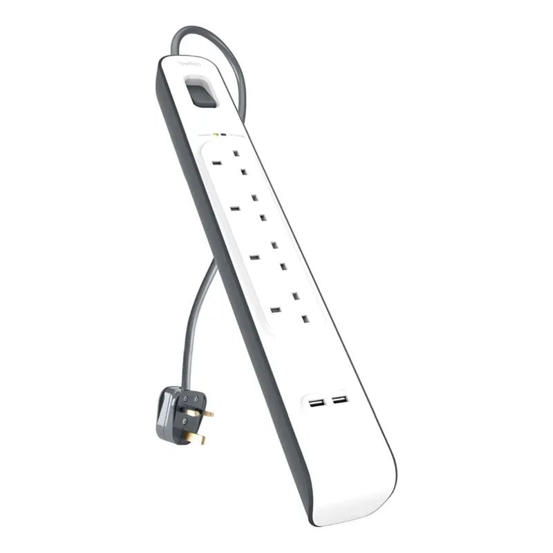 Belkin 4 Plug 2m Surge Protection Extension Lead Strip - White