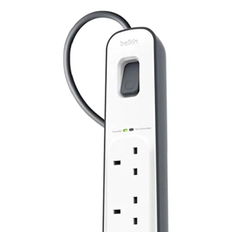 Belkin 4 Plug 2m Surge Protection Extension Lead Strip - White