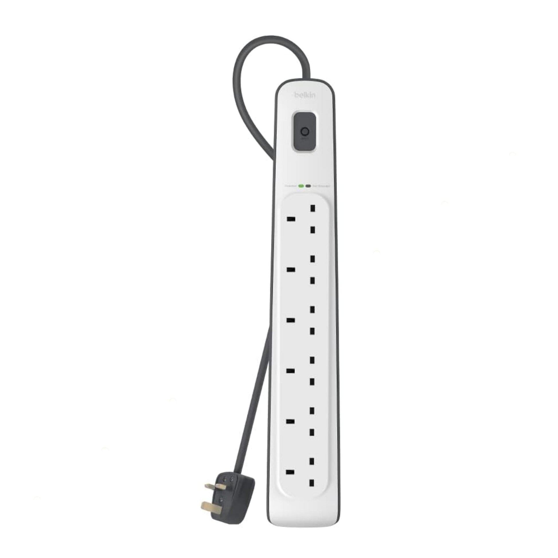 Belkin 6 Plug 2m Surge Protection Extension Lead Strip - White