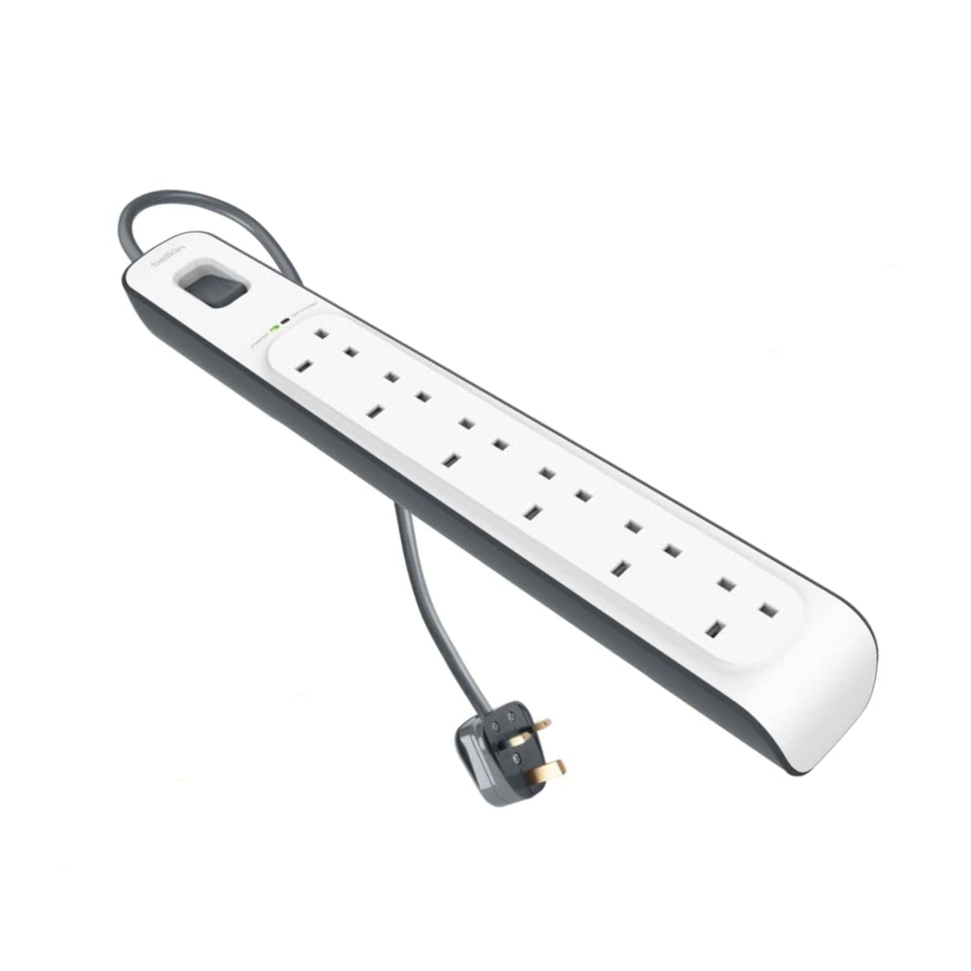 Belkin 6 Plug 2m Surge Protection Extension Lead Strip - White