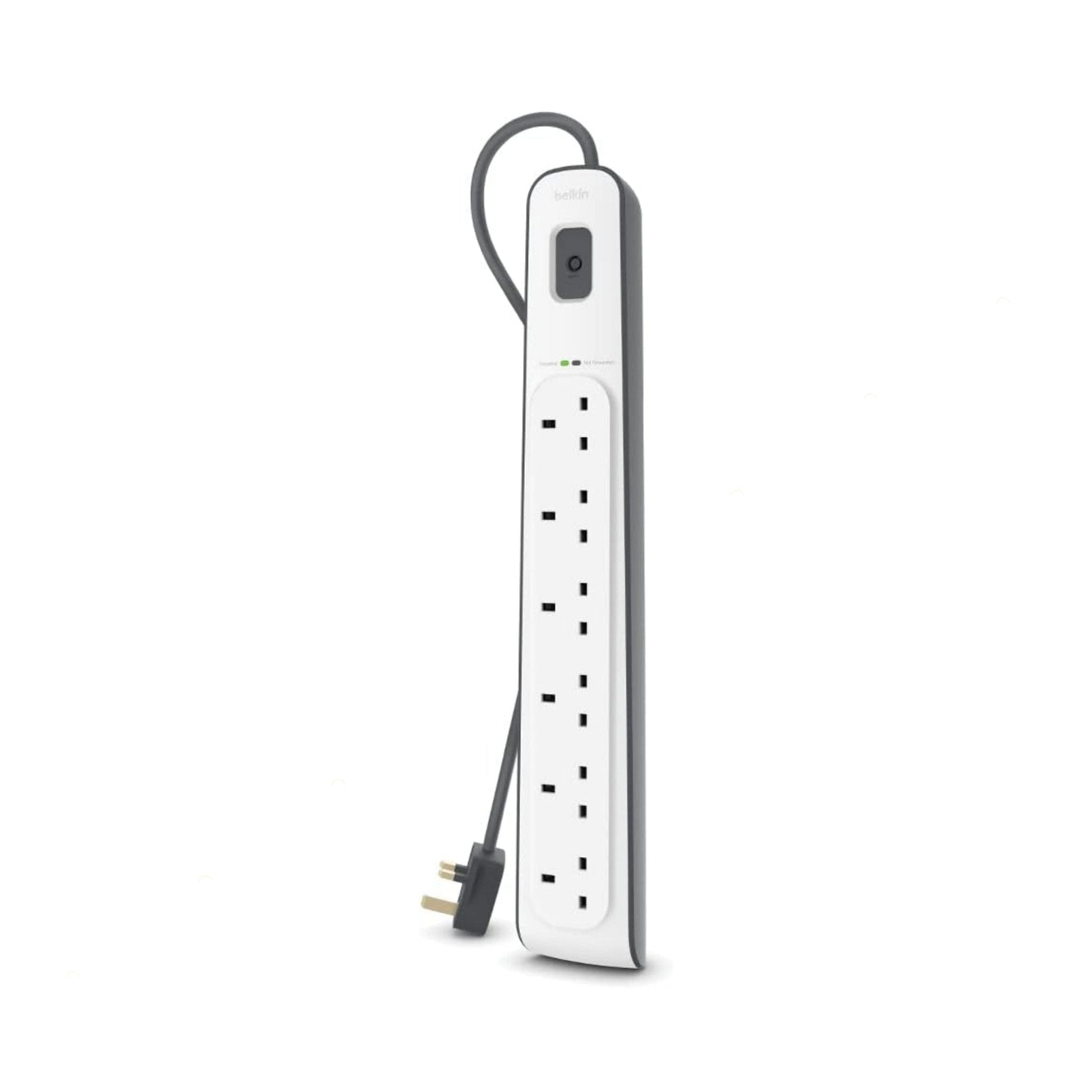 Belkin 6 Plug 2m Surge Protection Extension Lead Strip - White