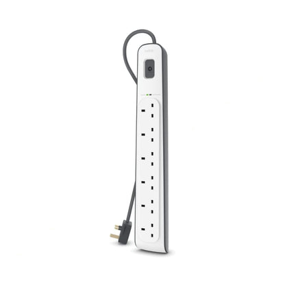 Belkin 6 Plug 2m Surge Protection Extension Lead Strip - White