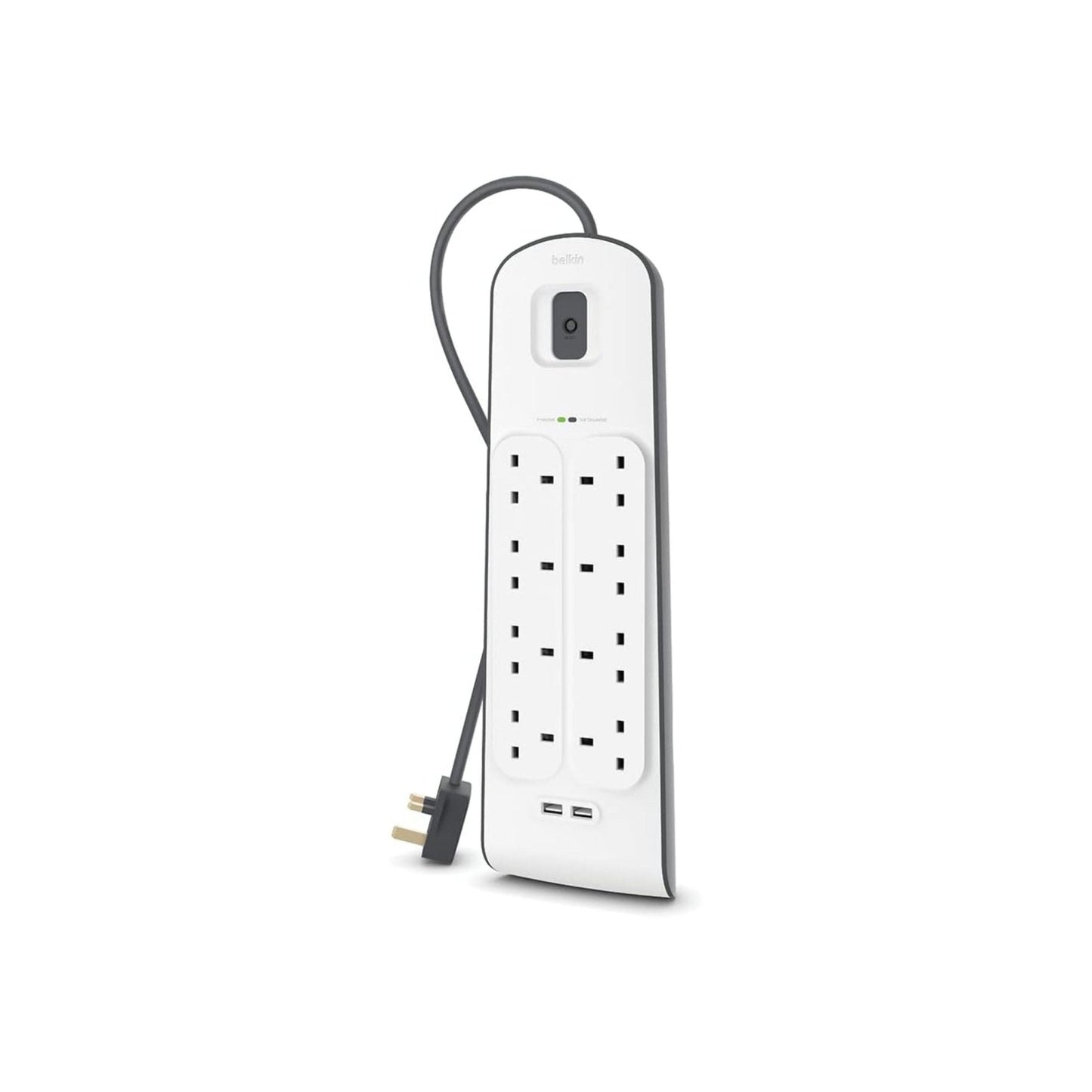 Belkin 8-Outlet Surge Protection Strip with 2.4A Dual USB Charging Ports - White