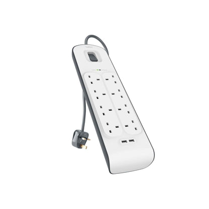 Belkin 8-Outlet Surge Protection Strip with 2.4A Dual USB Charging Ports - White