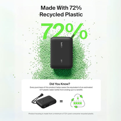 Belkin BoostCharge 20W Fast Charging Power Bank WithType-C Cable 10,000mAh - Black