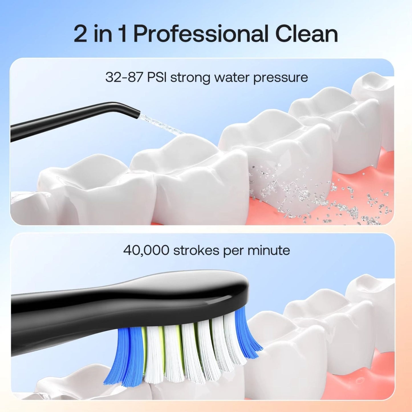 Bitvae Oral Care Daily E11 Electric Toothbrush and F5020E Oral Irrigator - Black
