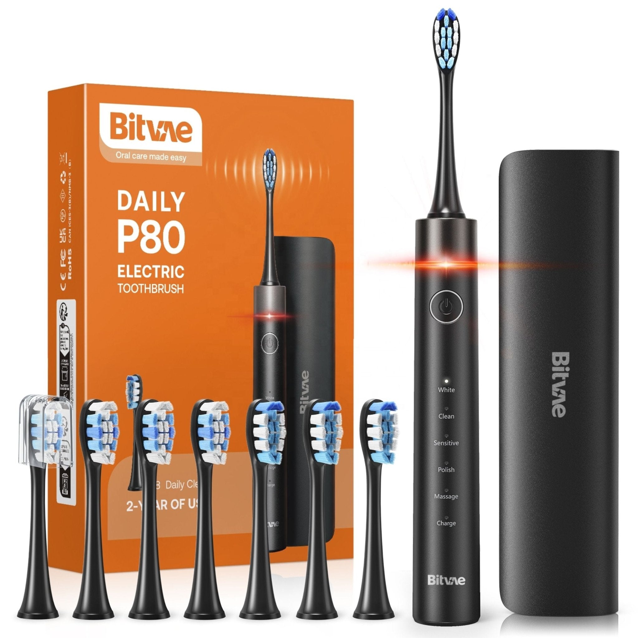 Bitvae Oral Care Daily P80 Electric Toothbrush - Black