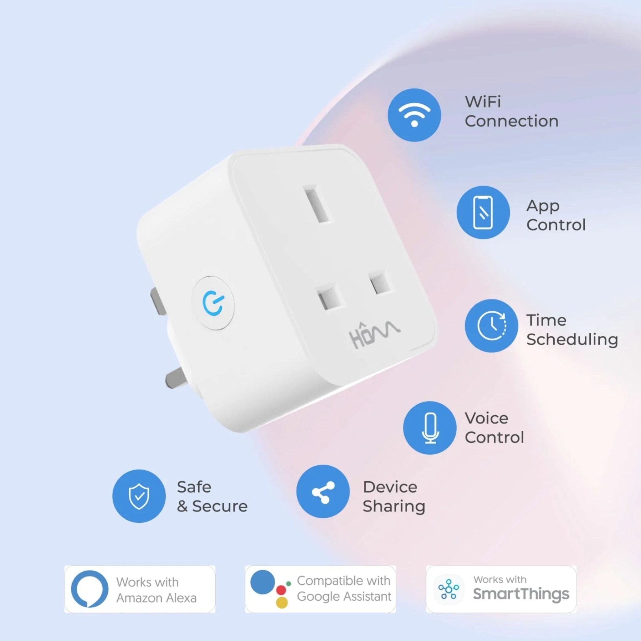 Blupebble Homm Power One Smart Plug Wifi and Bluetooth - White