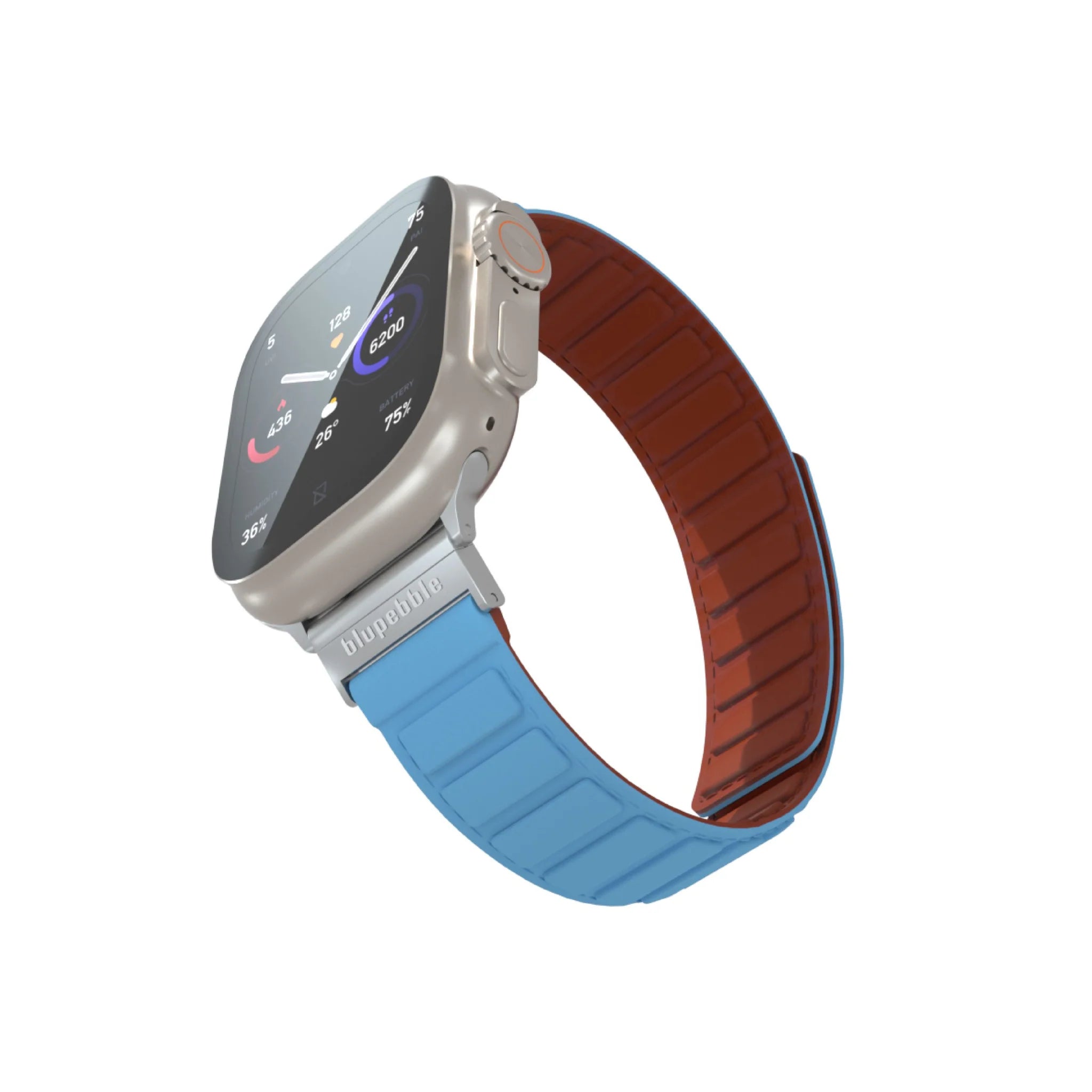 Blupebble Silicone Reversible Magnetic Strap - Blue/Brown