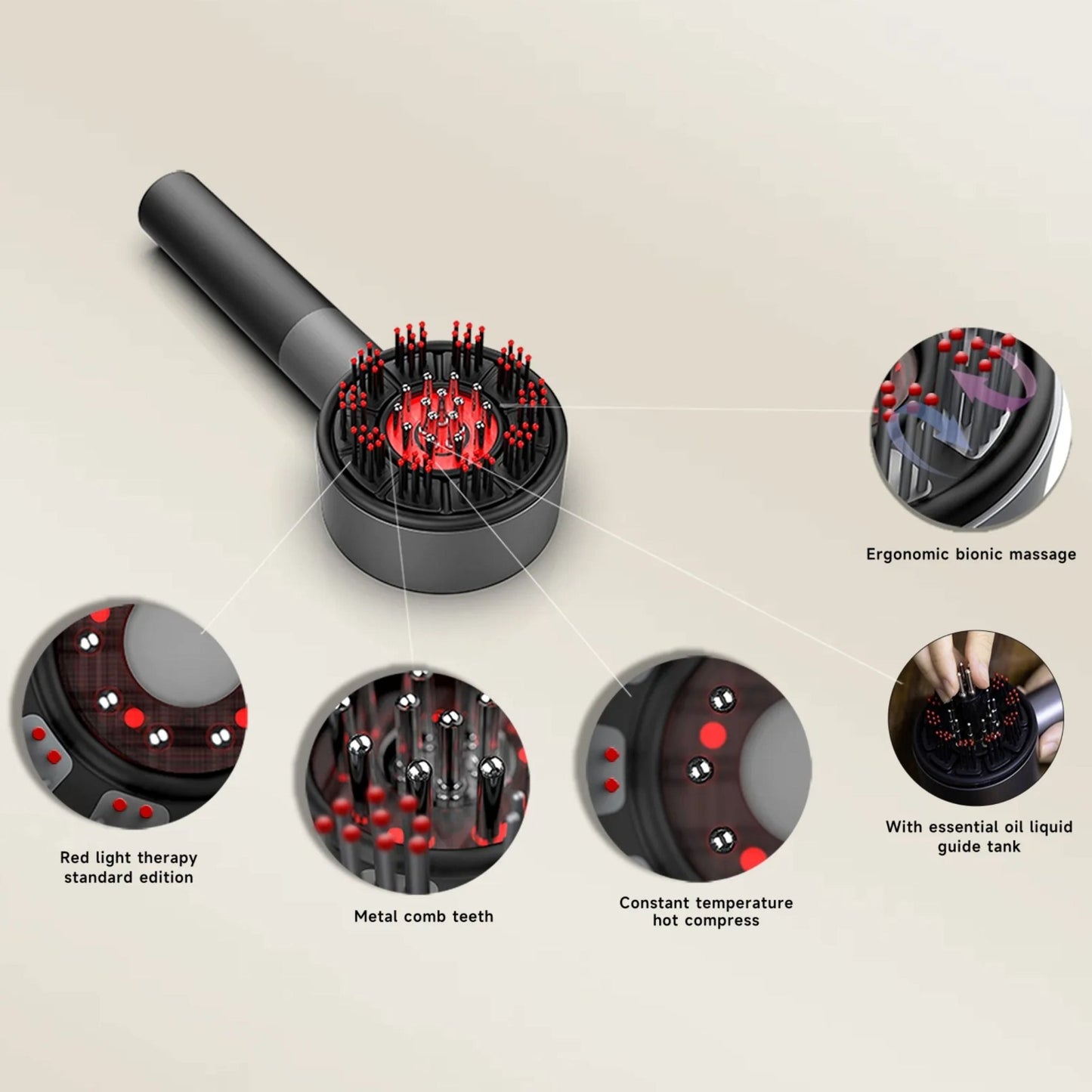 Bomidi Electric Scalp Massager Comb MG4 - Black