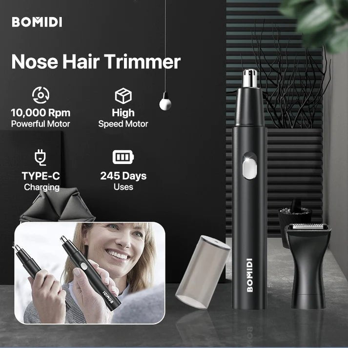 Bomidi NT1 2-in-1 Electric Nose Hair & Eyebrow Trimmer - Black