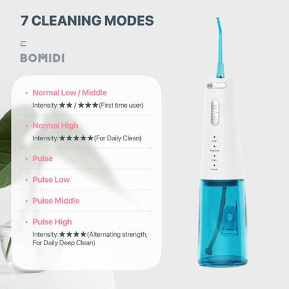 Bomidi Oral Irrigator Dental Portable Water Flosser Tips Rechargeable Teeth Jet D3 Pro