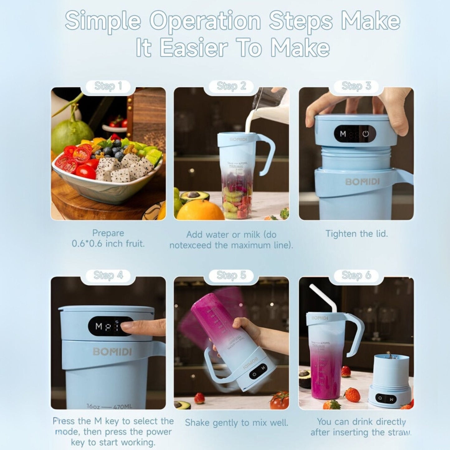 Bomidi Portable Juice Blender JB01 - Blue