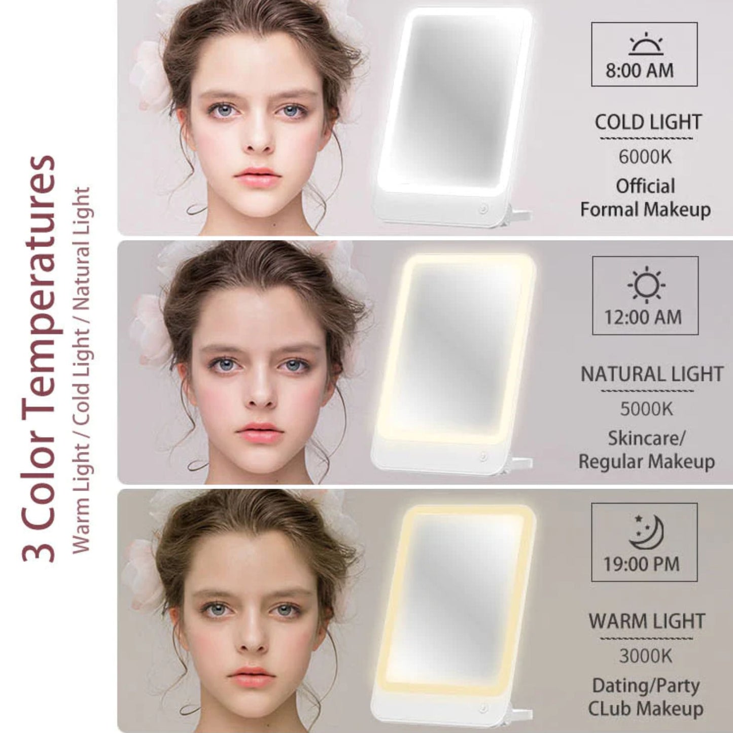 Bomidi R1 Make Up LED Light Mirror - White
