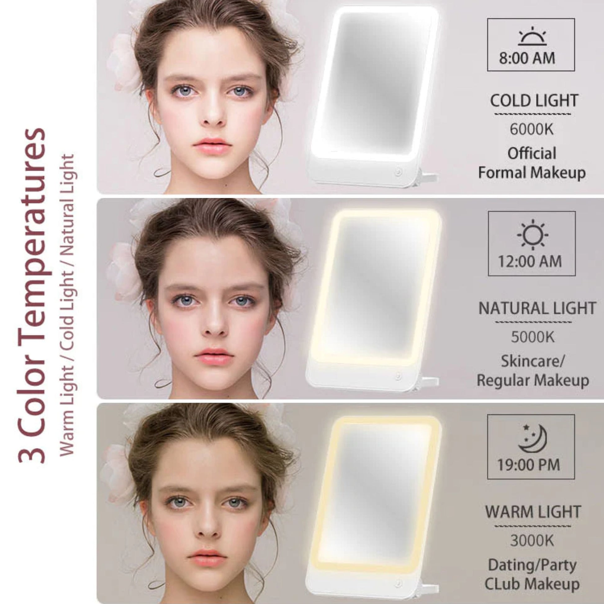 Bomidi R1 Make Up LED Light Mirror - White