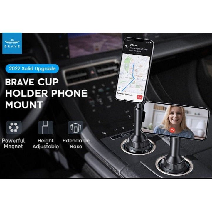 Brave 2 in 1 Phone Mount for Car Cup Holder BHL-723 - Black