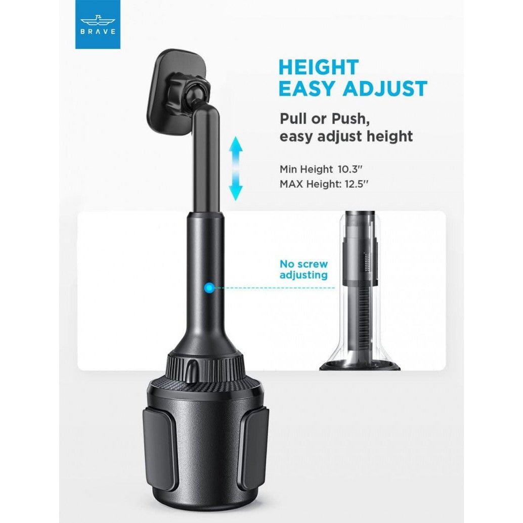 Brave 2 in 1 Phone Mount for Car Cup Holder BHL-723 - Black