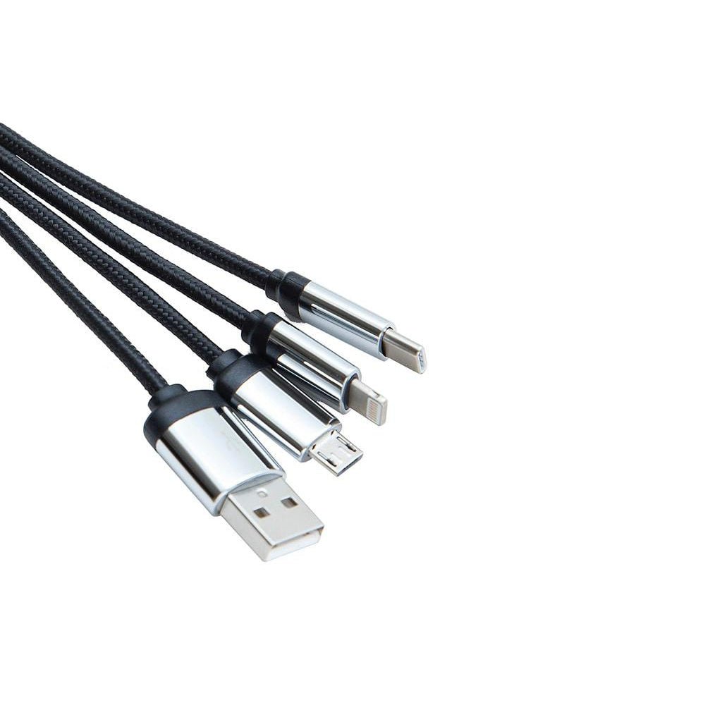 Brave 3 in 1 Premium Charging Cable Micro + Lightning + Type-C 2.0A - Black