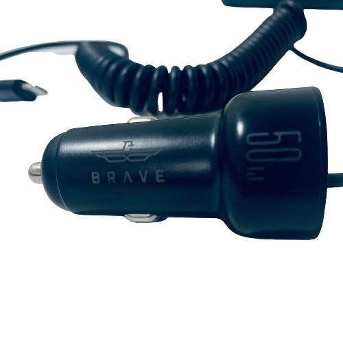 Brave 3 in 1 Wired Car Charger Lightning B-23 - Black