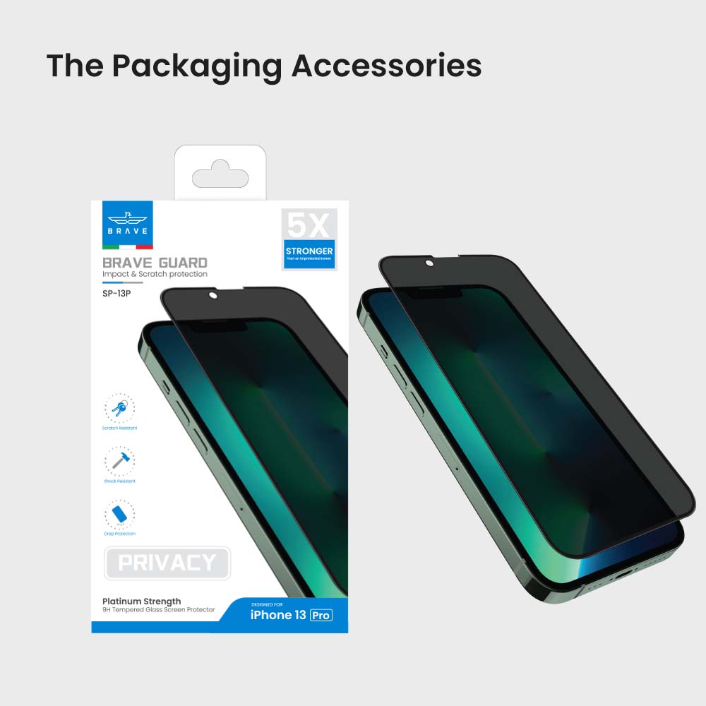 Brave Privacy Screen Protector for iPhone 13 Pro / 13 pro Max , Impact & Scratch Protection SP-13P