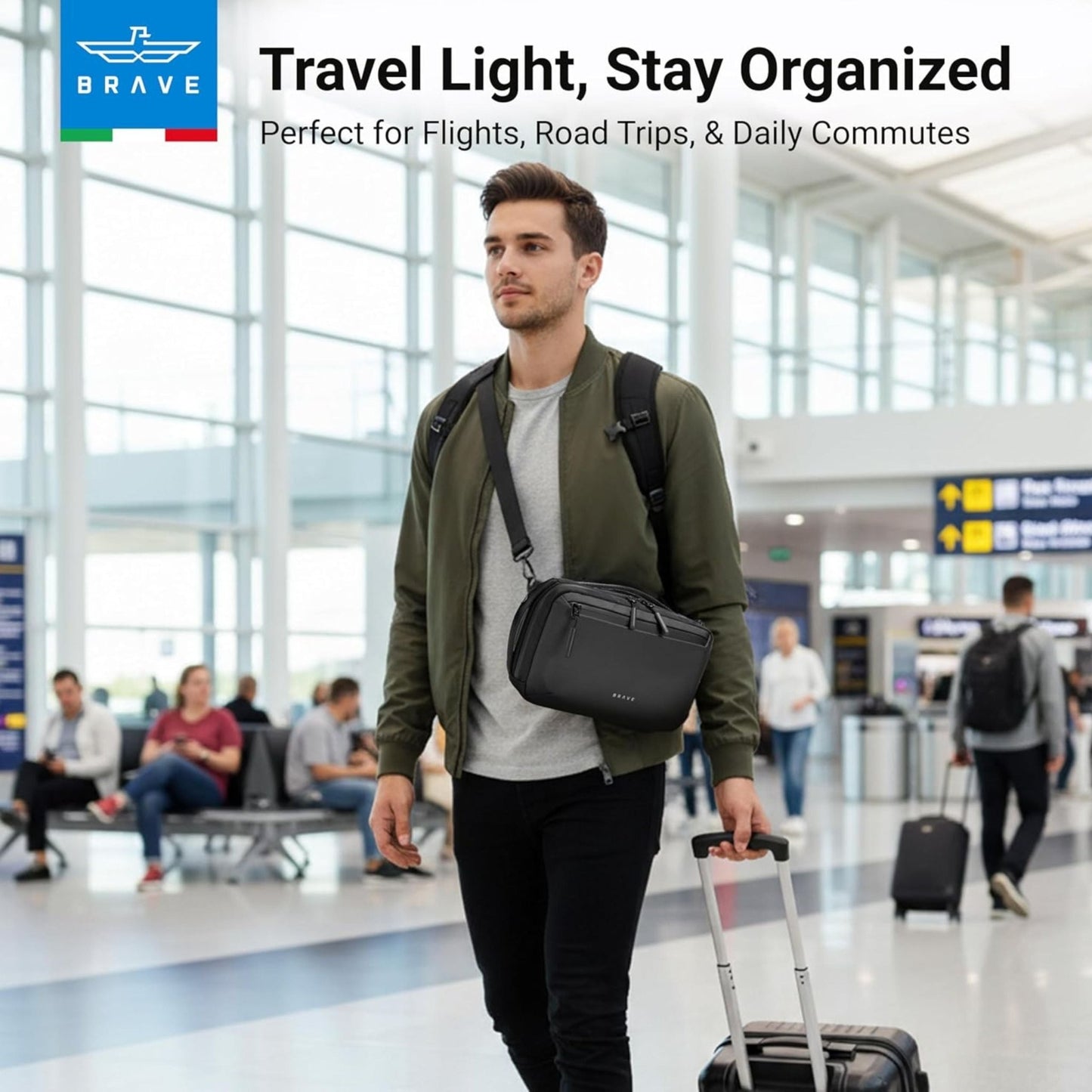 Brave Tech Pouch Organizer - Luxury Gadget Storage For Travel BTP-05 L - Black